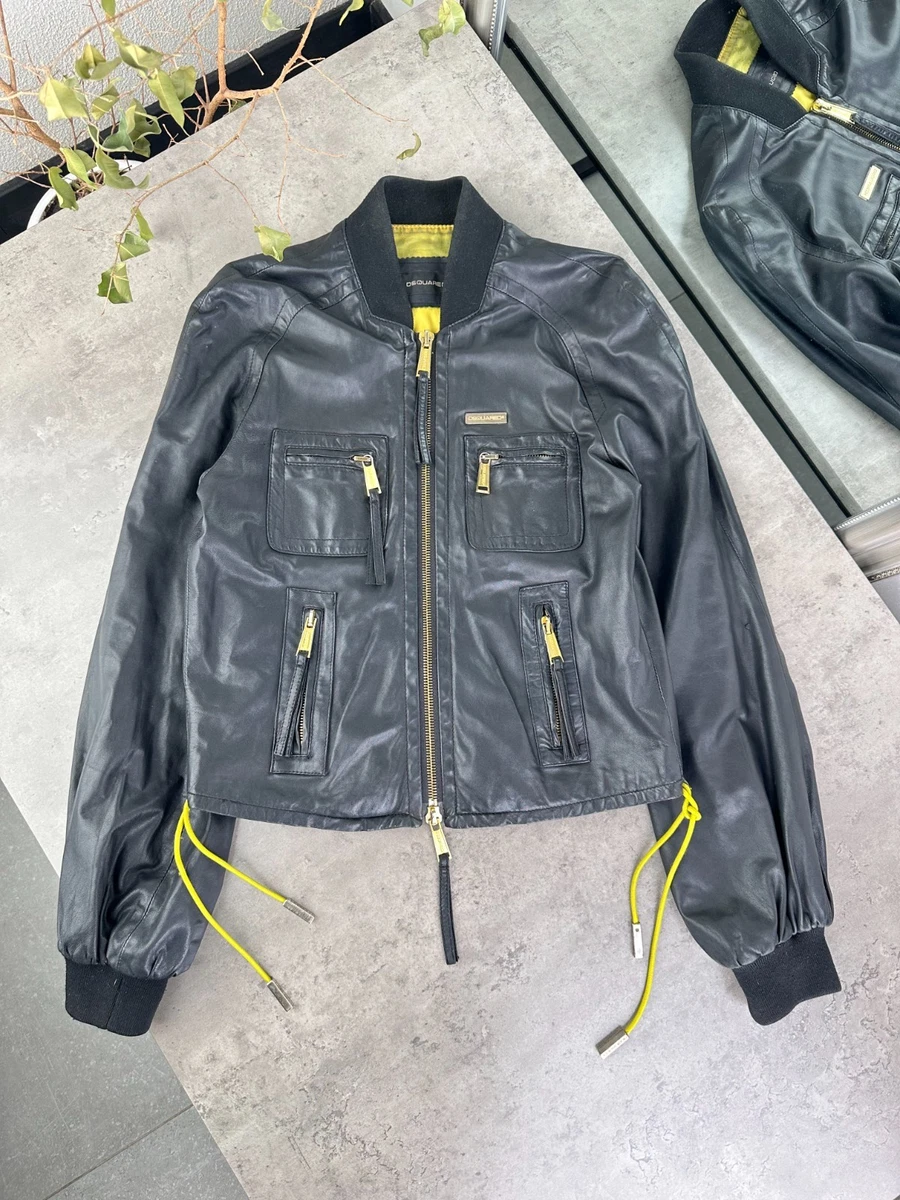 Dsquared2 Black Leather Outer Shell Coats, Jackets & Vests for