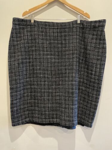 Beme 26 Black tweed textured pencil skirt lined Plus office work corporate - Picture 1 of 8