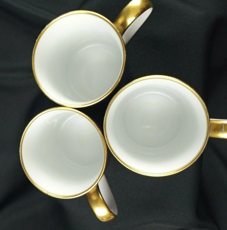 FITZ AND FLOYD «RONDELLE» ЛАЗУРИТ СИНИЙ И ЗОЛОТОЙ КОФЕ ЧАШКИ/ЧАЙ ЧАШКИ X3 - Изображение 3 из 4