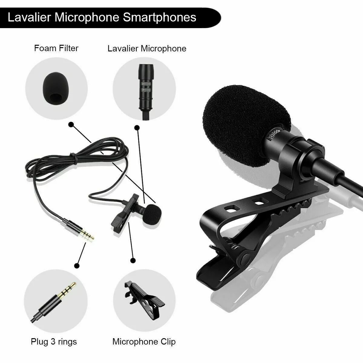 Lavalier Microphone Clip-on Lapel Mic