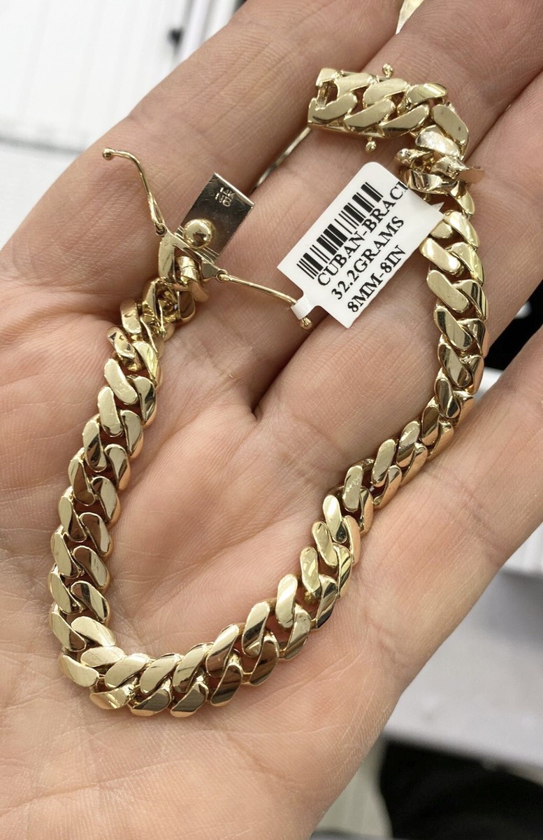 8mm 14k Curb Link Bracelet Miami 14K Rose Gold Cuban Link Curb