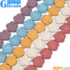 26mm Colorful Flower Volcanic Lava Beads 15" Strand Ideal Jewelry Making Craft