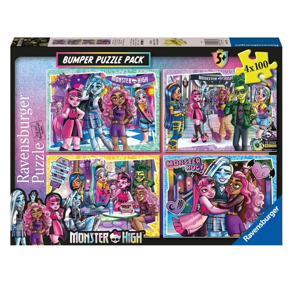 Monster High Jigsaw Puzzles Ravensburger Bumper Pack of 4 x 100 Pieces