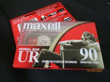 Maxell Audio Cassette Tape UR90 Normal Bias 90 Minutes One New in Pkg.
