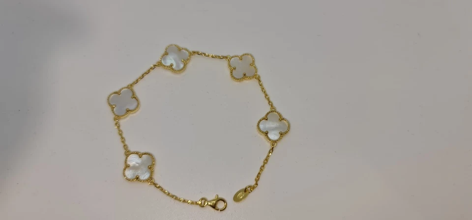 kleeblatt armband silber 14 K Vergoldet In Perlmutt  - Bild 2 von 4