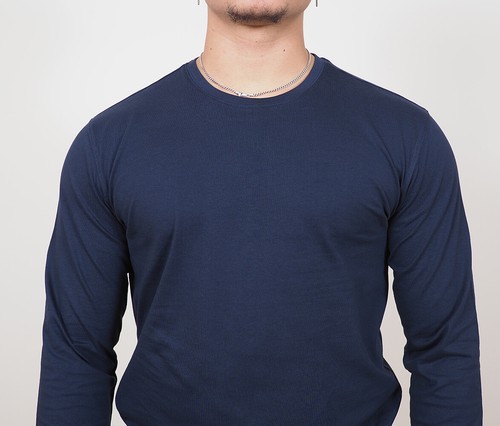 Mens Long Sleeve Cotton T-Shirt Regular Fit Crew Neck or Henley Top Lounge Work - Picture 4 of 72