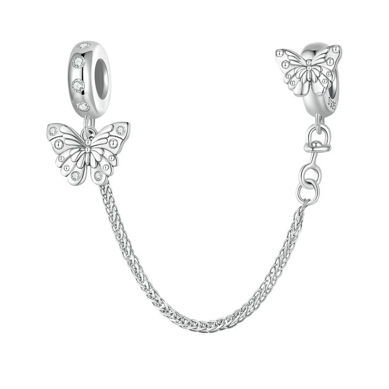 Butterfly Safety Chain Charm Spacer Stopper Genuine 925 Sterling Silver 💖
