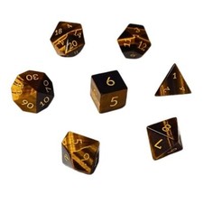 7er Würfelset 4-20 seitig,DnD Würfel Edelstein Tigerauge Steinwürfel D4-20 W4-20