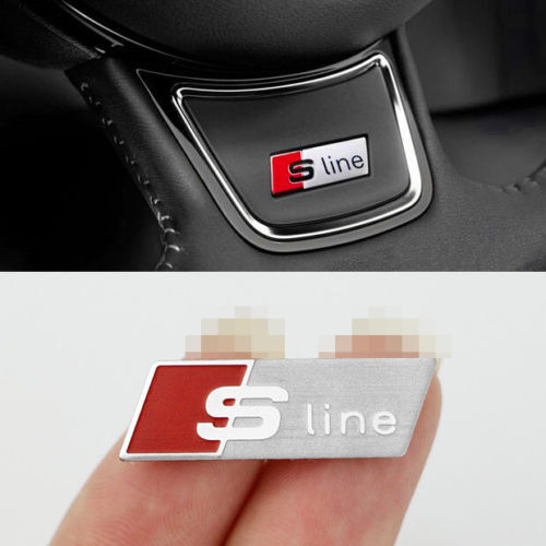Audi S Line Steering Wheel Badge – Carbon Fiber & Silver Finish – Brand New