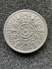 FLORIN  / TWO SHILLINGS ELIZABETH II COIN 1964