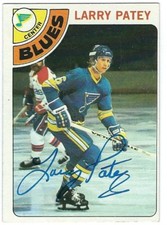 Autographed 1978-9 Topps Larry Patey St. Louis Blues Card #8 w/COA
