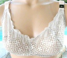 Victorias Secret Vintage bra 36D nude pink unlined mesh velvet netting sheer