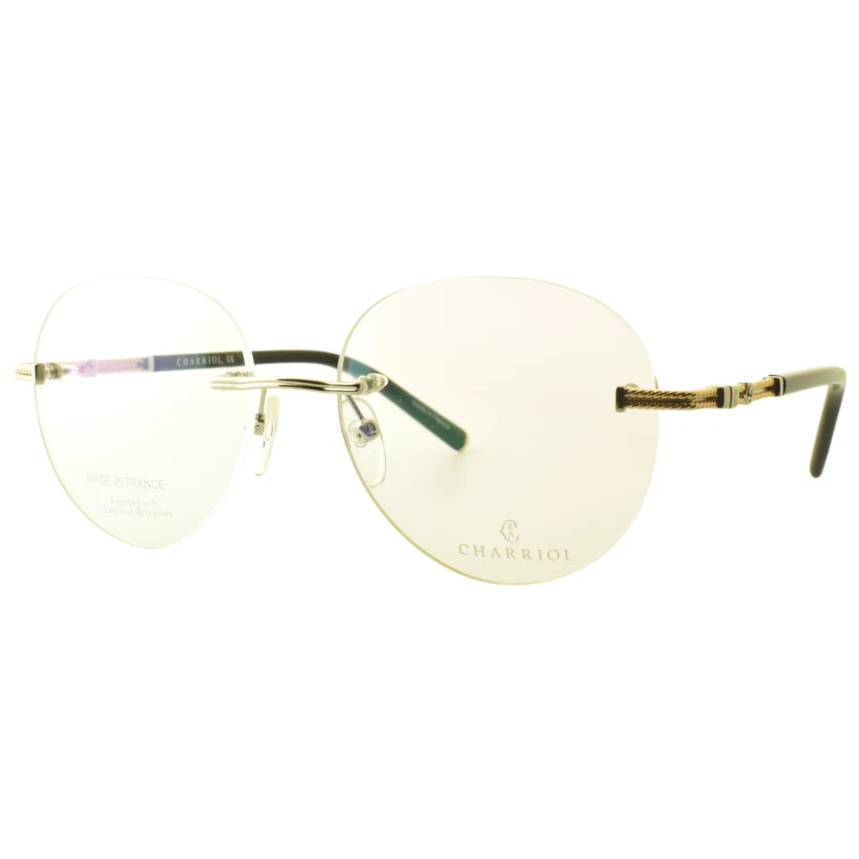 NUEVO PHILIPPE CHARRIOL PC1043 C02 Marco óptico redondo plateado brillante sin montura para mujer Foto 2 de 4