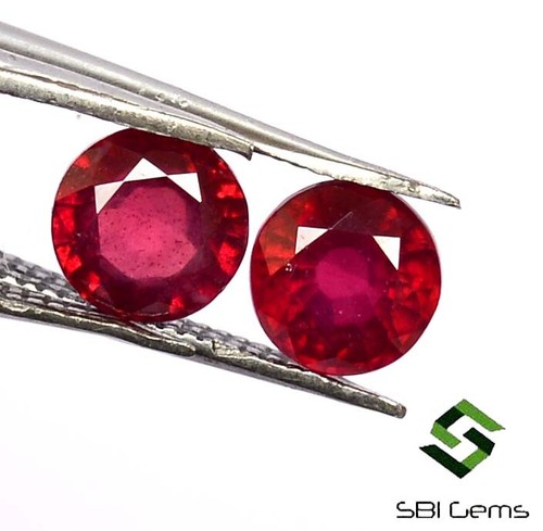 6 mm Natural Ruby Round Cut Pair 2.19 CTS Calibrated Deep Red Loose Gemstones GF - Picture 7 of 7