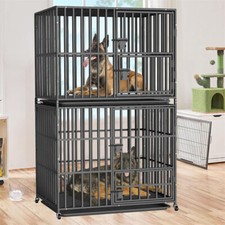L XL Dog Crate Multi Tier Stackable Pet Kennels with Tray and Heavy Metal Lock