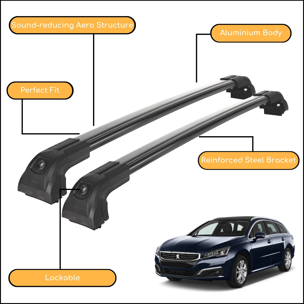 Jeu De 2 Barres De Toit Transversales Aluminium Pour 508 Sw Et 508