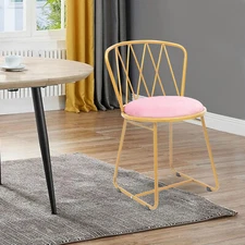 Modern Dining Chair Soft Cushion Makeup Chair Metal Frame Chair Backrest Bedroom