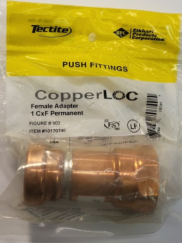 Permanent 1" Push x 1" FPT Tectite Copper Female NPT Adapter