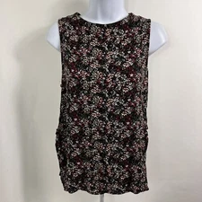 Elodie Blouse Women's Medium Floral Sleeveless Crew Neck Lightweight 100% Rayon
