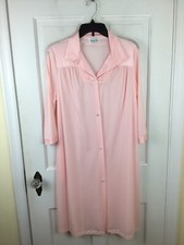 Vintage Vanity Fair Button Down Pink Robe Size Small 100 Nylon Made In USA EUC