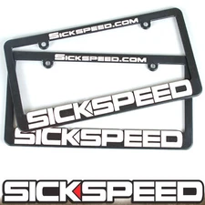 2PC BLACK LOGO EMBLEM LICENSE PLATE COVER HOLDER DECORATIVE PLASTIC FRAME TAG P6