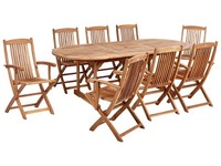 Gartenset Akazienholz Heller Holzfarbton 8 StüHle Ausziehtisch Oval Maui II