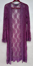 Purple Lace S Embroidered Midi Kimono Cardigan Duster Boho Coat Fairy Gypsy