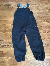 New Free People Movement Hit the Slopes Slopette Black Fleece Overalls Small Ski