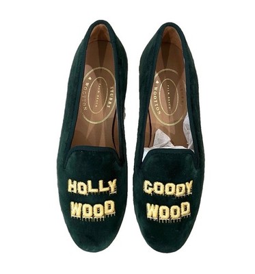 $700 STUBBS WOOTTON  Hollywood Green Velvet Loafers Shoes Sz 7.5 NEW