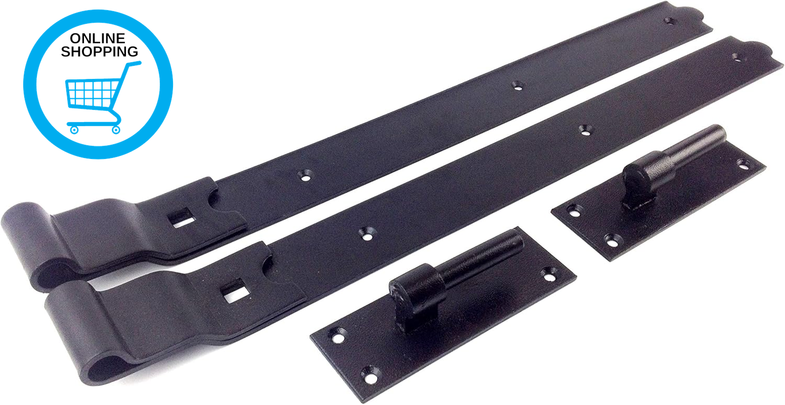 Heavy Duty Cranked Gate Hinges - Black Steel, 750Mm (30""), 1 Pair