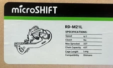 MicroSHIFT RD-M21L 6-speed/7-Speed Bike Derailleur 