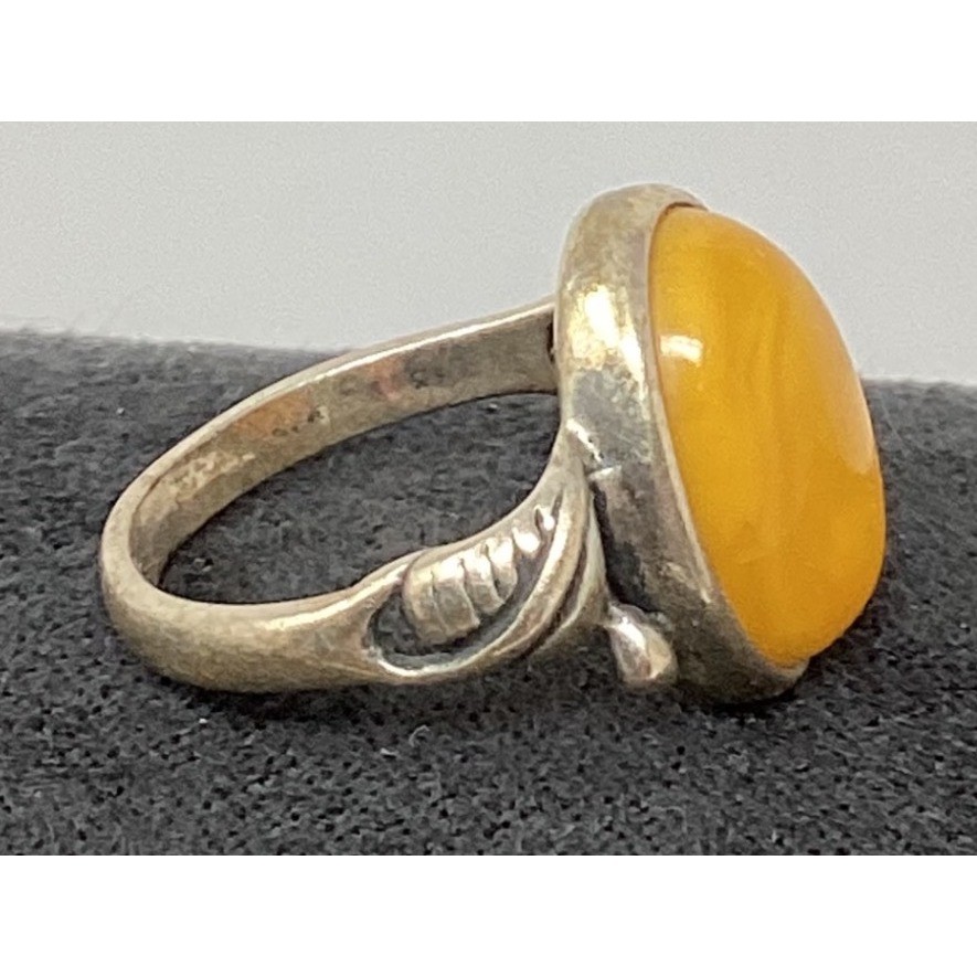 Oval Amber Sterling Silver Ring Statement Cocktai… - image 2