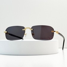 GUCCI GG1221S 001 Rimless Sunglasses Gold Bla...