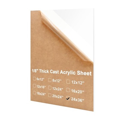 24x36 Plexiglass Sheets 1/8 inch Thick - 3mm White Cast Acrylic Sheet, Plasti...