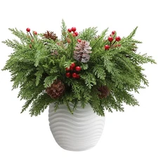 24 Pcs Real Touch Norfolk Pine Stems 18"Artificial Realistic Christmas Greenery