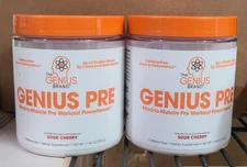(2) The Genius Brand- Genius Pre - Pre Workout, Sour Cherry 11.64oz EXP 05/2026