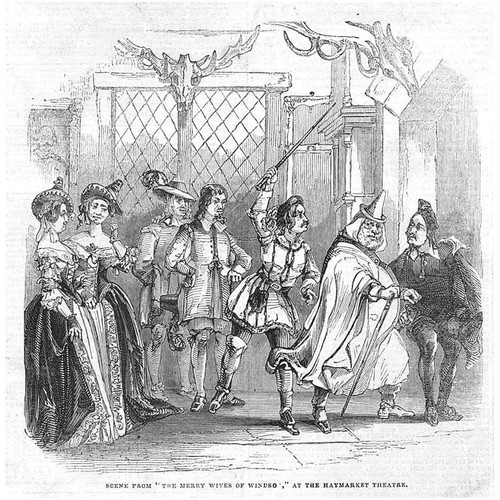 THEATRE Scenes from Merry Wives of Windsor at the Haymarket - Antique Print 1844