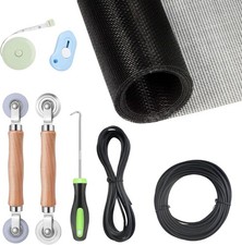 Window Screen Replacement Kit, 8-in-1 DIY Door Repair 48"x118", Black