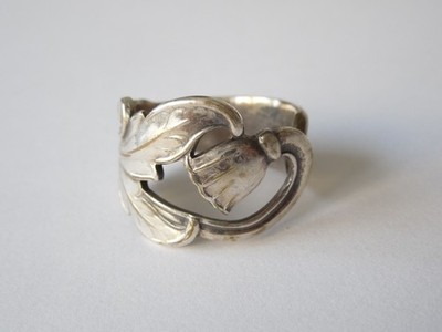 Vintage Besteckring Versilbert Floral Boho Jugendstil 8,1 g/Gr.62/Breite:1,8 cm