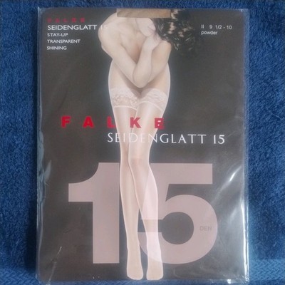 Falke Seidenglatt 15 Stay-Ups, Size II/Medium in Powder
