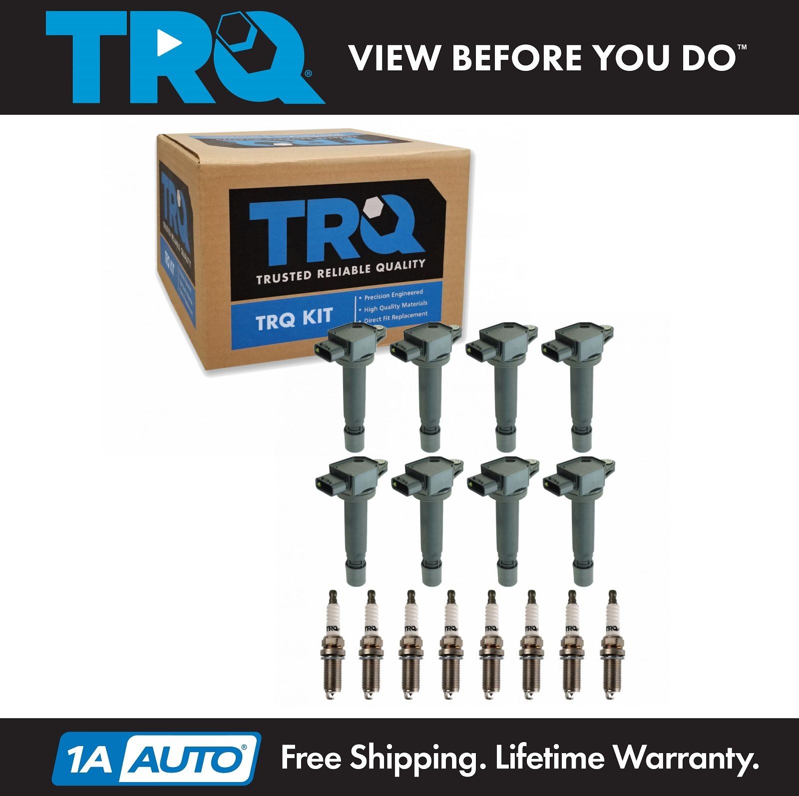 TRQ Ignition Coil  Iridium Spark Plug Kit Set for 2005 Volvo XC90 2.2L V8 New