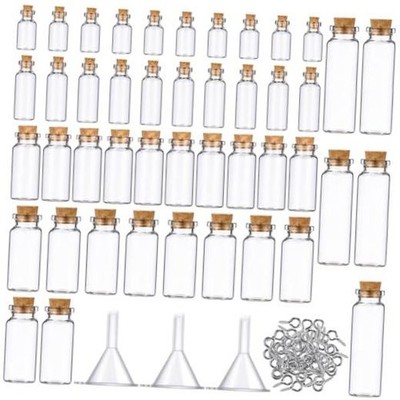 Sherli 45 Pcs Small Mini Glass Bottles with Cork - 1ml, 2ml, 5ml, 10ml, 15ml