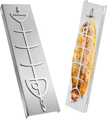 WOWSPEED Flammlachsbrett Lachsgrillbrett Räucherbrett mit Halterung neigbar Edelstahl