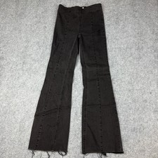 We The Free Jeans Womens 25 Black Penny Flared Pull On Denim Stretch Boho Hippie