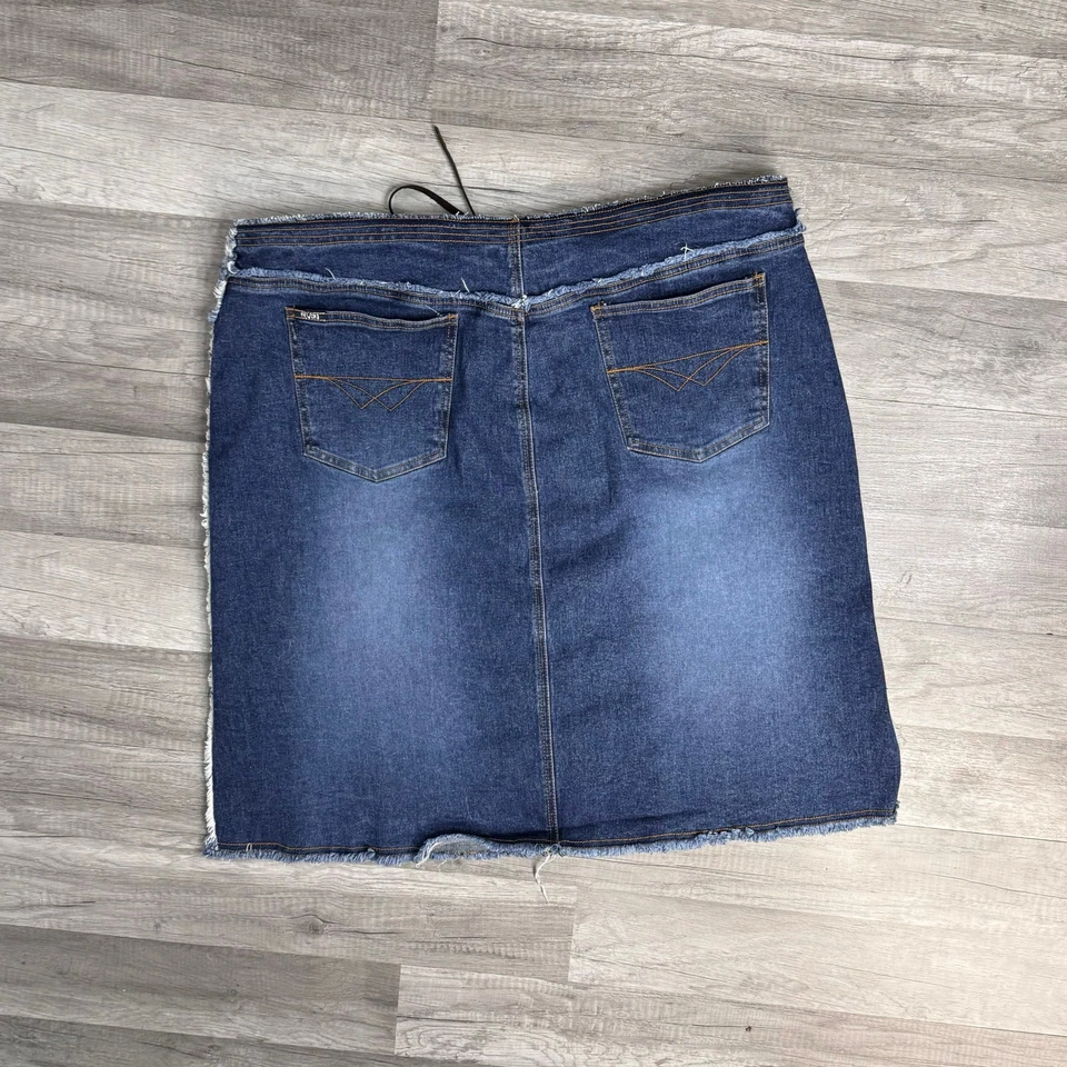 Y2K 00s Lace Up Denim Jean Skirt Revolt Brand Plus Size 22 Distressed Mcbling - Image 2 of 4