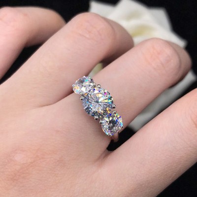4,0 kt runder Schliff Laborgefertigter Diamant Testpass VVS1/D 14 kt massiver Goldring