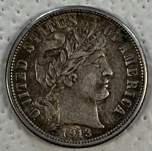 1913 10c Barber Dime ~ UNC  - Nice Coin  Original  #95