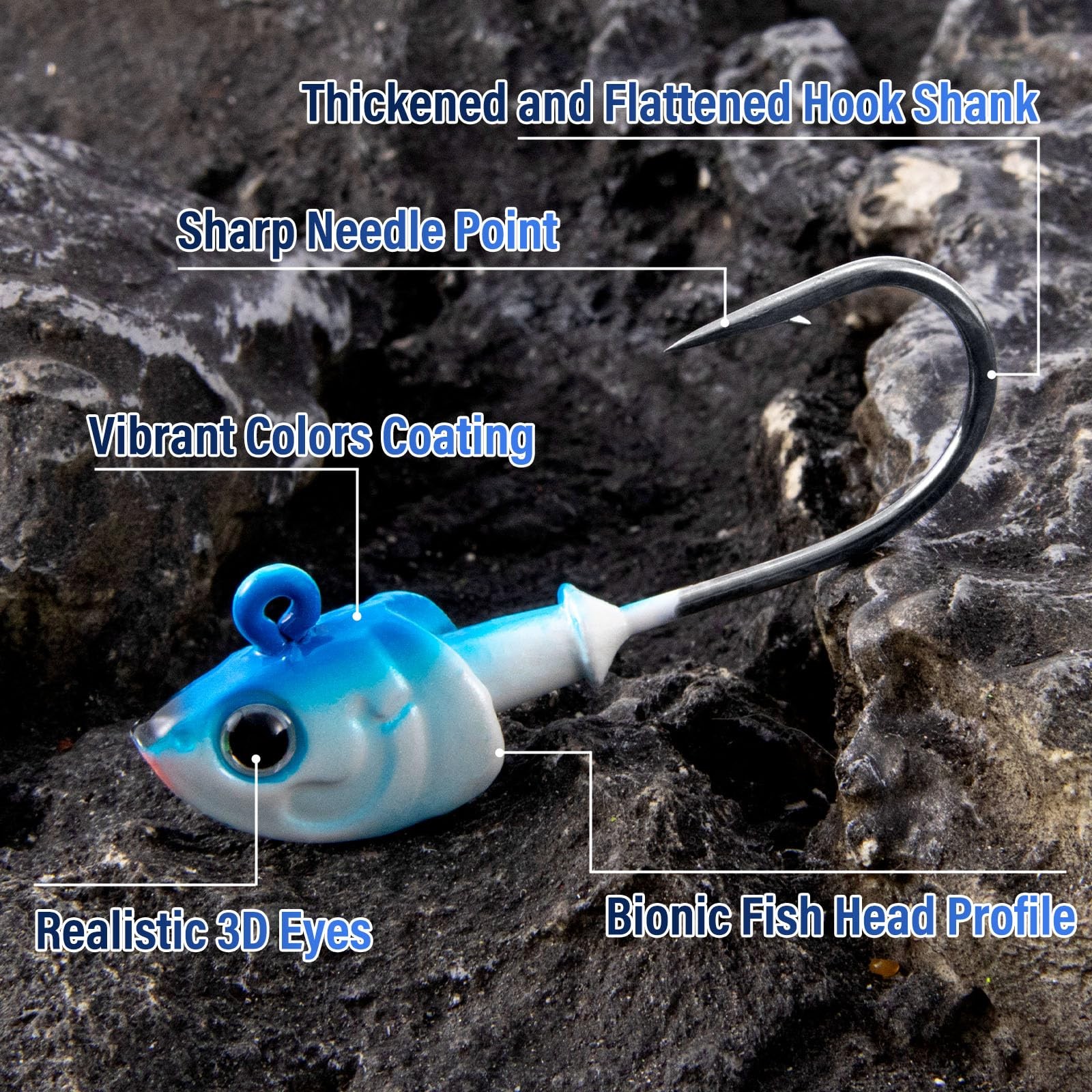 15-Pack Swimbait Jig Heads Kit, Saltwater Fishing Jig Head Flat Jigs with 3D ... - Image 4