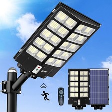 9000W Large Commercial Solar Street Light Motion Sensor Dusk-to-Dawn Road Lamp