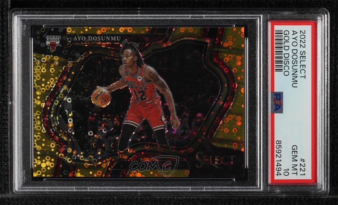 2022 Select Courtside Gold Disco Prizm 3/10 Ayo Dosunmu #221 PSA 10 GEM MT 19fe